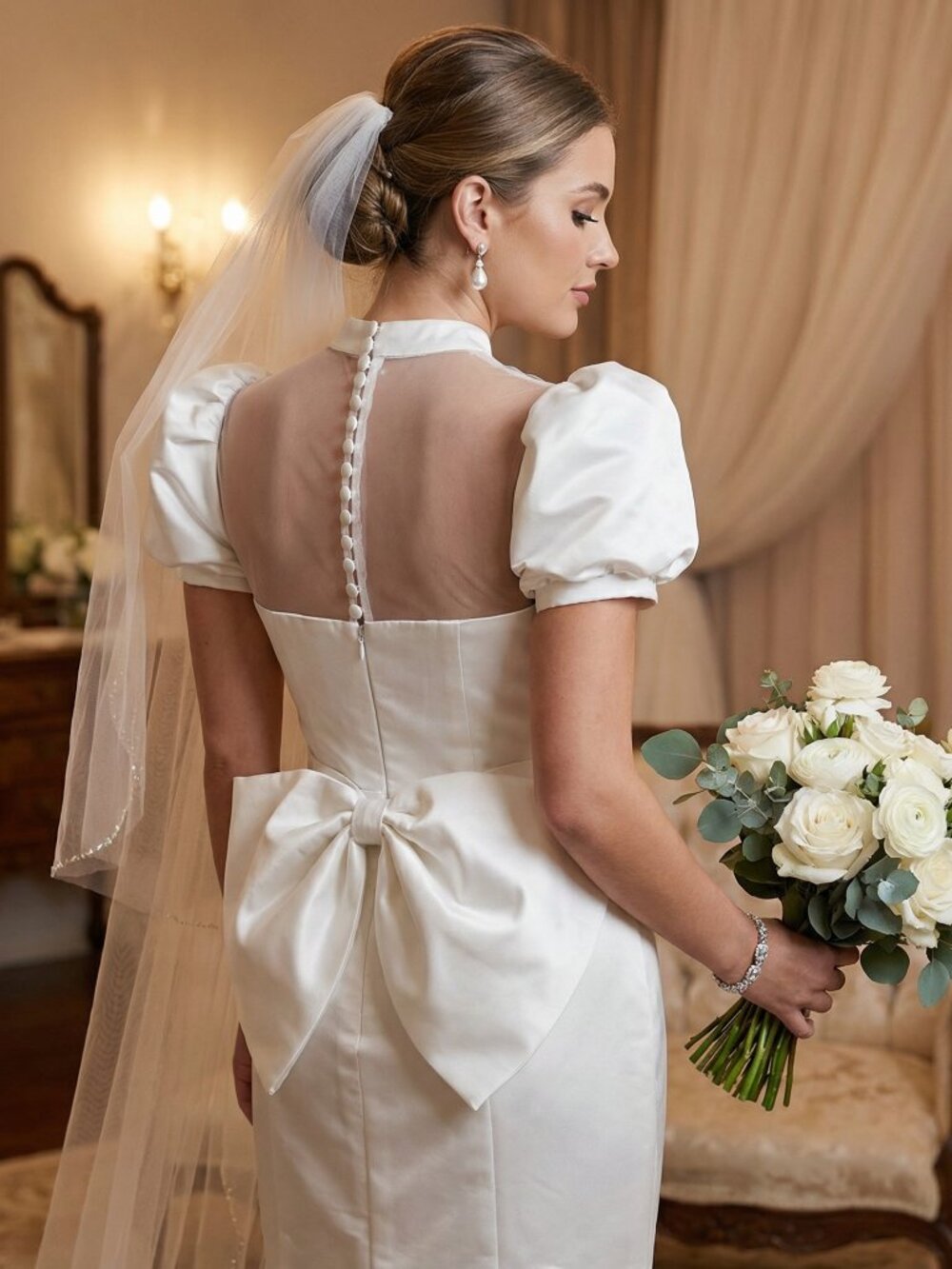 Luxury Bridal Grace Kelly Style Elegant Classy Wedding Couture Runway Dress Gown